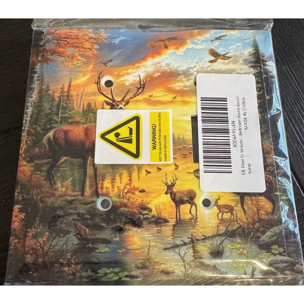 New Plastic Jumbo Double Blank Wall Outlet Cover Forest Deer Scene